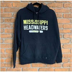 J-America Mens Large Hoodie‎ Navy Mississippi Headwaters Cotton Blend Sweatshirt